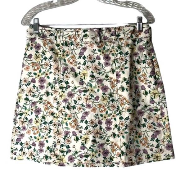 Loft Womens Skirt Size 6P Short White Floral Pull On Faux Belt Wrap Petite NWT - Picture 1 of 5